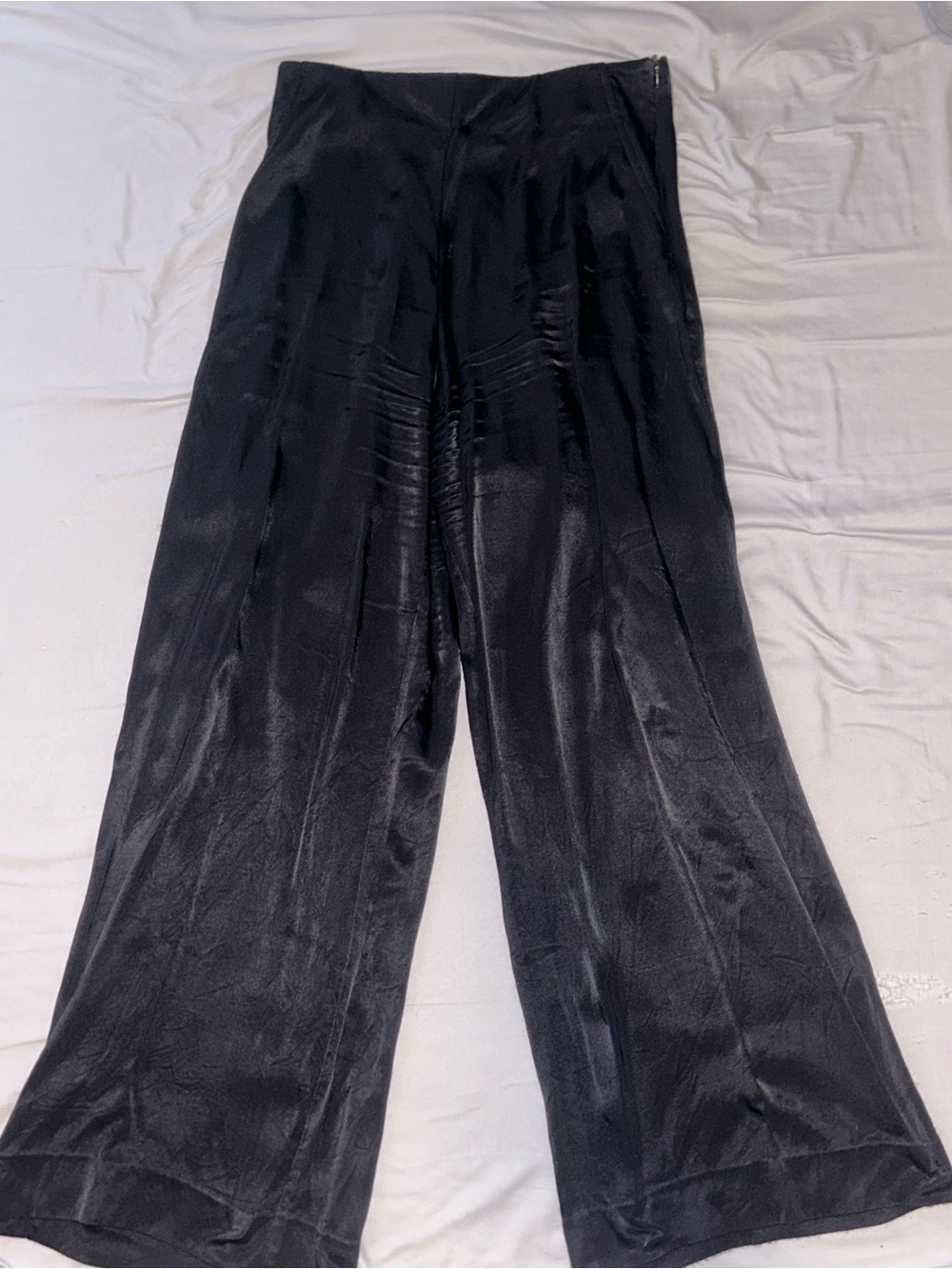 Zara black wide leg silky capris small cropped pants gauchos